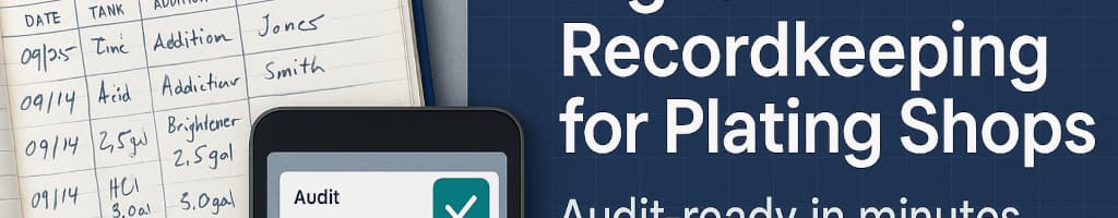 Plating technician replacing paper logbook with digital recordkeeping software