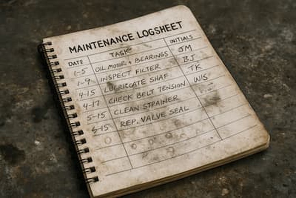 Old paper-based log sheet showing maintenance tracking challenges
